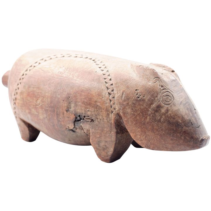Papua New Guinea, Trobiand Islands, Massim Culture, Wooden Carved Pig Stool, 1930s, VGC