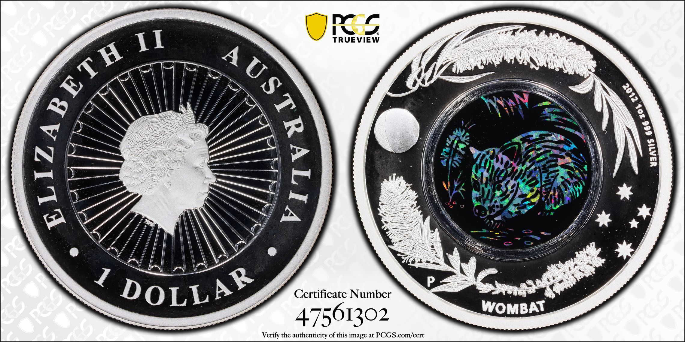 Wombat - Opal , One Dollar, 2012-P, PCGS PR69DCAM