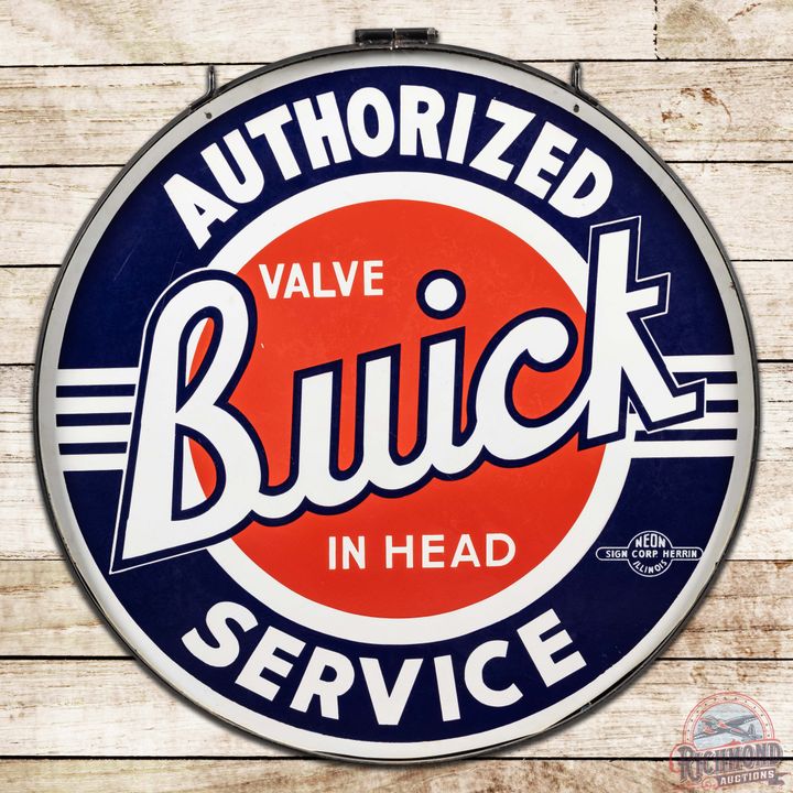 Buick Authorized Service "Outlined" 42" DS Porcelain Sign w/ Ring