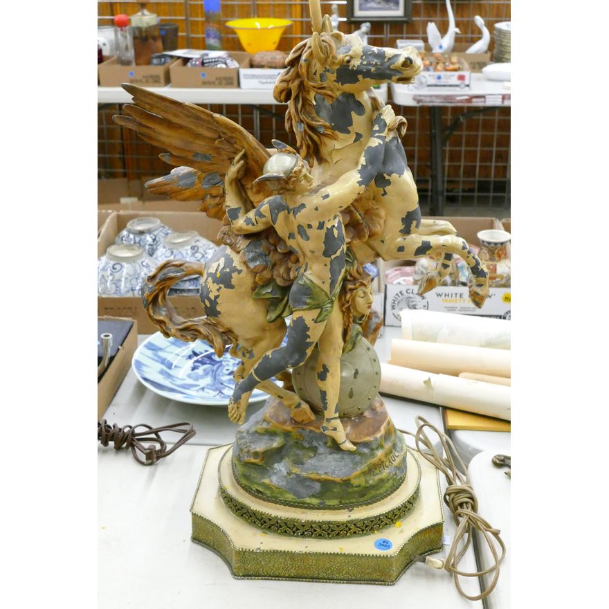 Antique Pegasus Britannia Table Lamp 30'' as-is