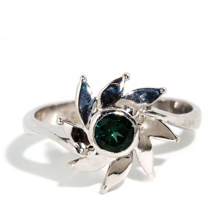 Teal Sapphire 9 Carat Gold Ring,