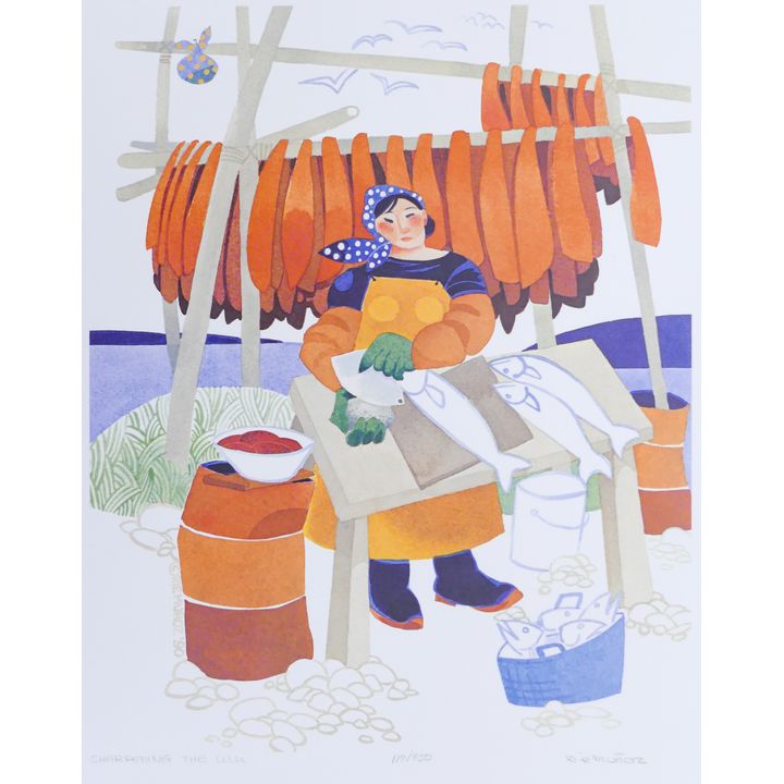 Rie Munoz ''Sharpening The Ulu'' 1990 Signed Print