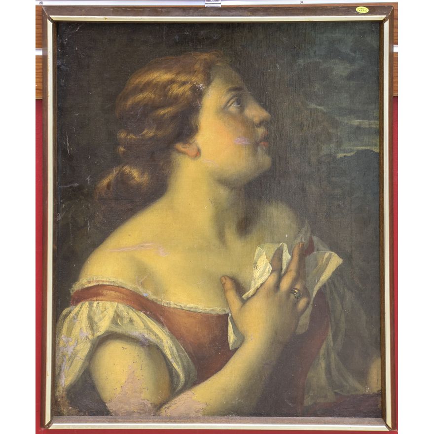 Antique Old Masters Female Oil Painting Framed 25.5''x21.5'' - Truncated
