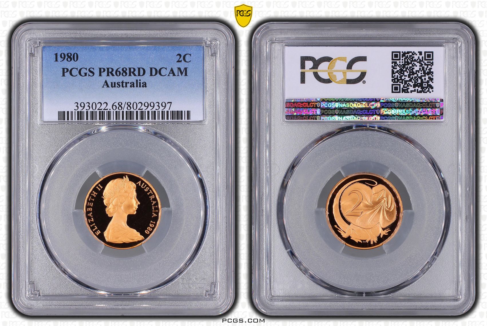 Elizabeth II, Two Cent, 1980, PCGS PR68DCAM