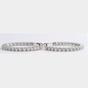 18CT WHITE GOLD OVAL EARRINGS WITH 40 DIAMONDS TOTAL CARAT WEIGHT = 0.71CT COLOR I-J CLARITY VS/SI - 51624/153