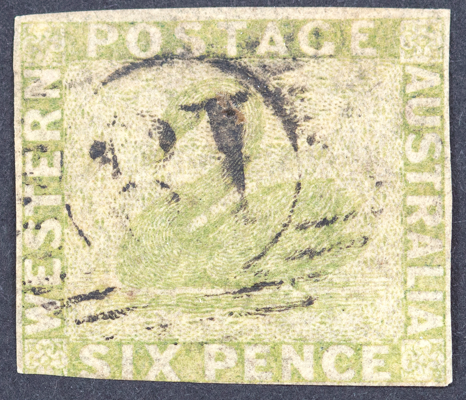 Western Australia, Sixpence, Sage-Green, 1861, U