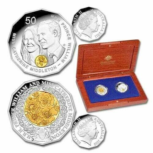 2011 RAM 50c Fifty Cent Royal Wedding William & Kate 2 Coin Set-Box & COA