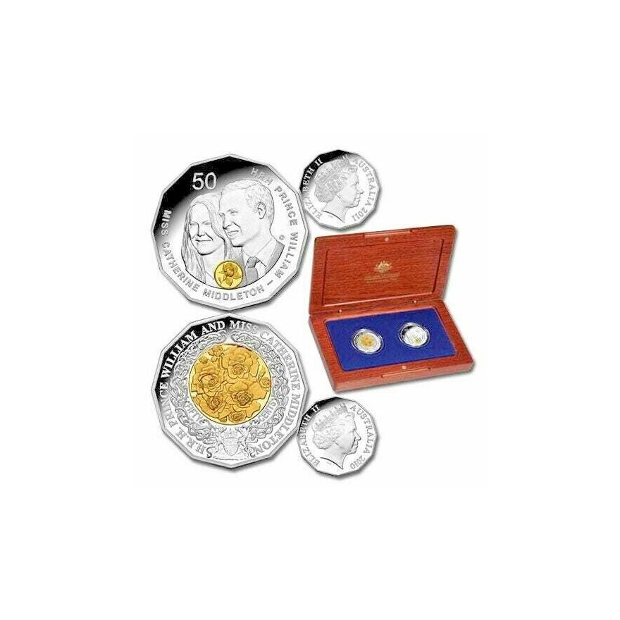 2011 RAM 50c Fifty Cent Royal Wedding William & Kate 2 Coin Set-Box & COA