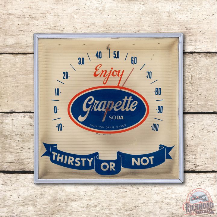 Enjoy Grapette Soda "Thirsty or Not" Plastic Thermometer TAC 8