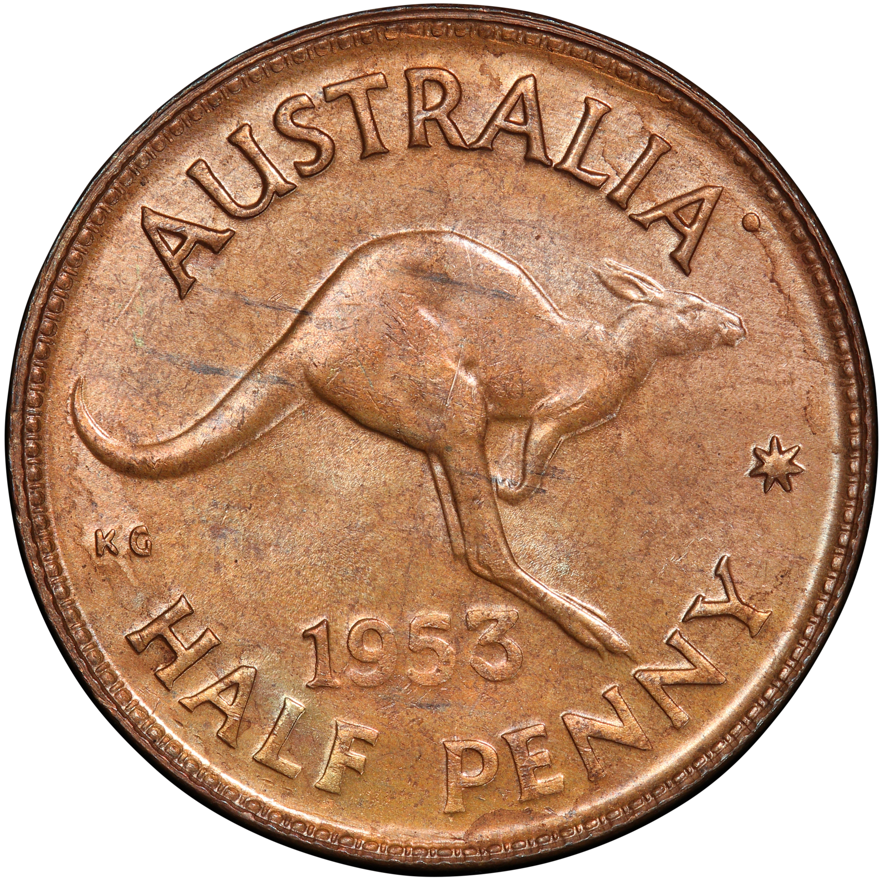 Elizabeth II, Halfpenny, 1953(P), MS 65 RB