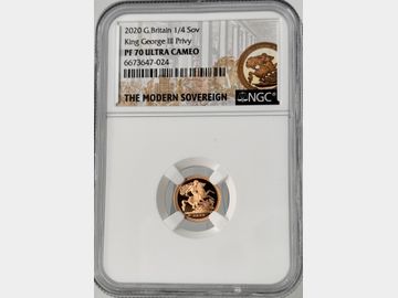 2020 ELIZABETH II PROOF GOLD QUARTER SOVEREIGN PF70 UCAM TOP POP!