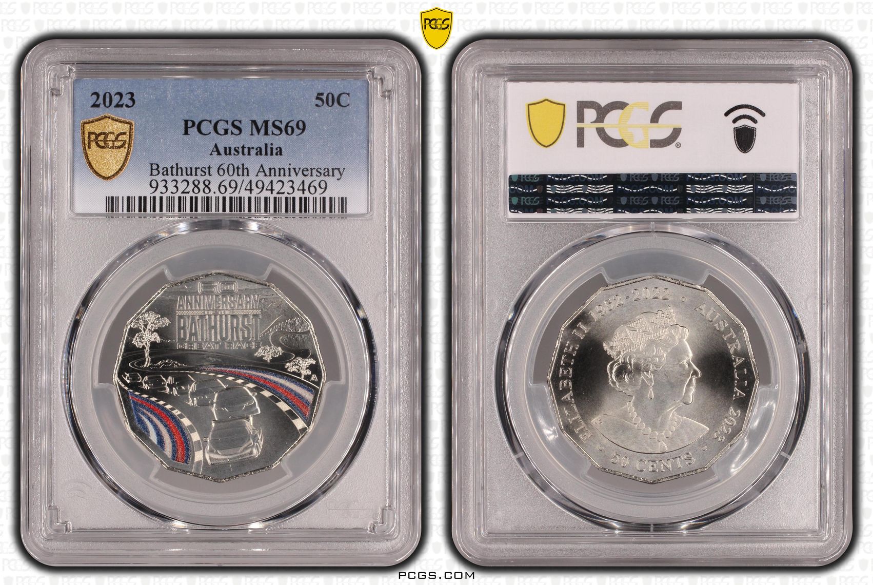 Bathurst 60th Anniversary Colorized , Fifty Cent, 2023, PCGS MS69
