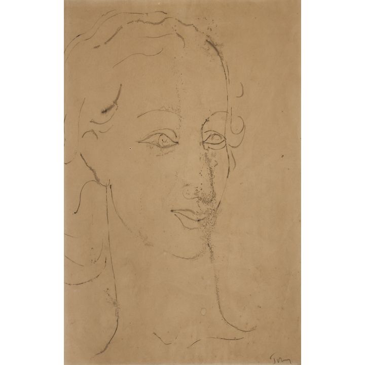 Mark Tobey ''Female Portrait'' (Market Sketch) Ink
