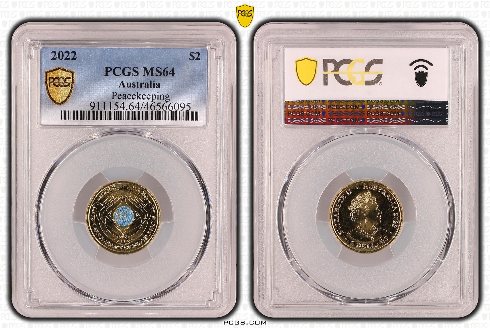 Peacekeeping - Colourised, Two Dollar, 2022, PCGS MS64