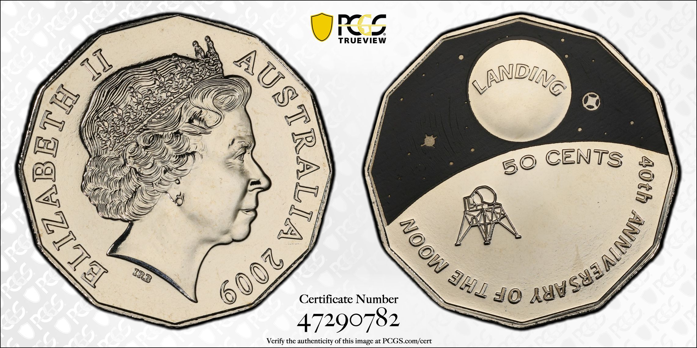 Moon Landing, Fifty Cent, 2009, PCGS MS68