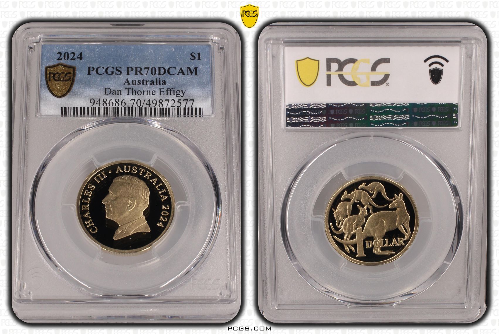 Charles III, Dan Thorne Effigy POP 25/0, One Dollar, 2024, PCGS PR70DCAM