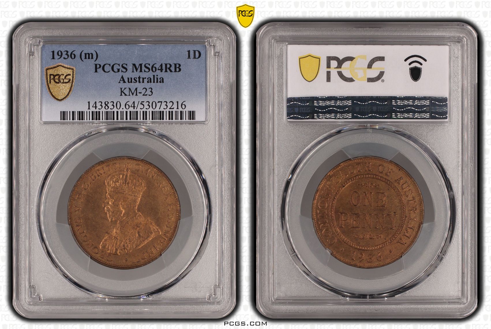 George V, Penny, 1936, PCGS MS64RB