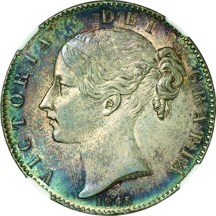 金銀貨幣Silve英国1845年 ヴィクトリア女王 クラウン銀貨