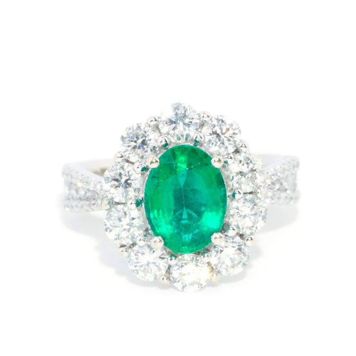 1.25 Carat Emerald & 1.60 Carat Diamond Ring