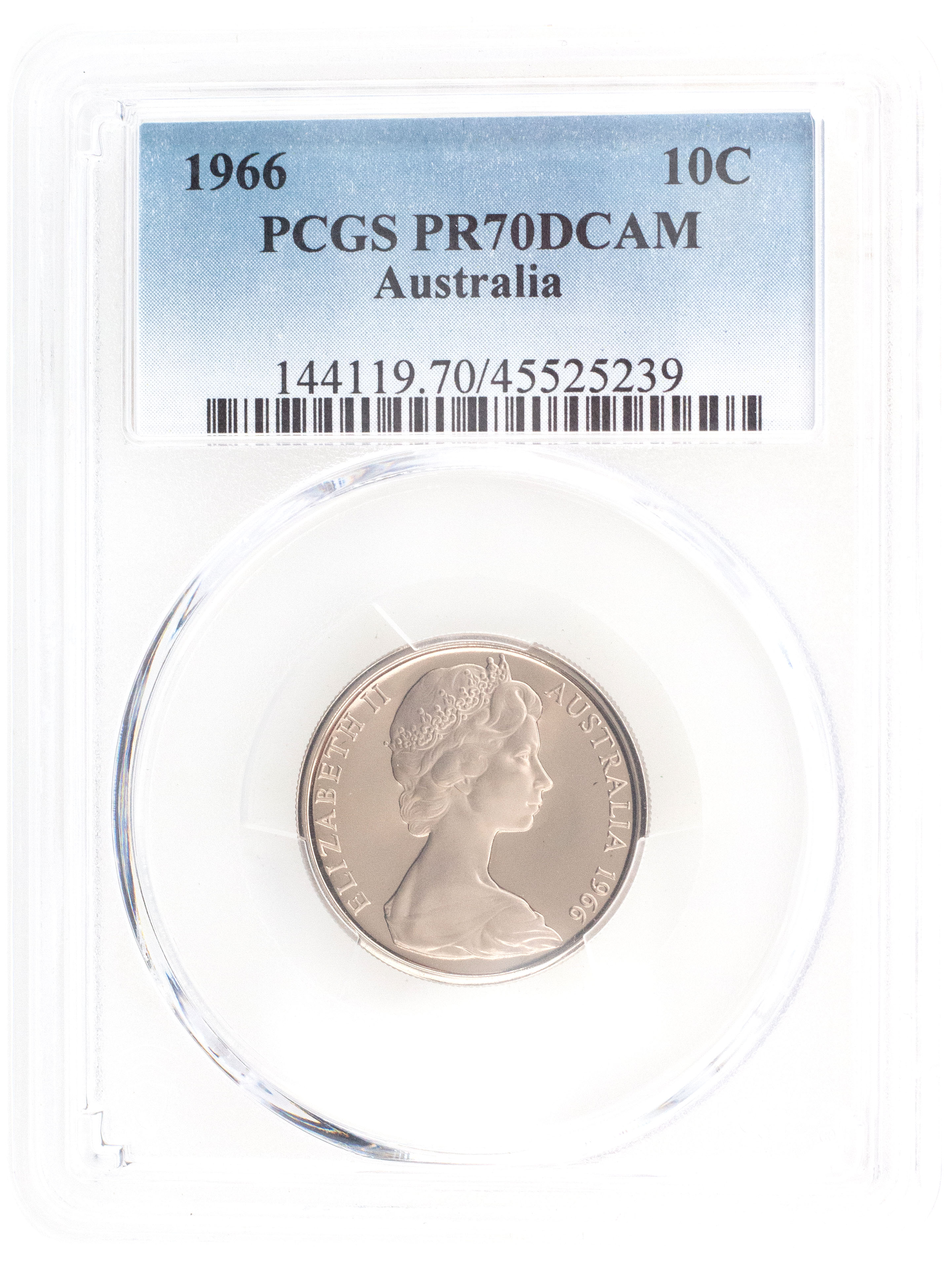 1966 Australia Ten Cent, 10c PCGS - PR70DCAM POP 7/0 -239