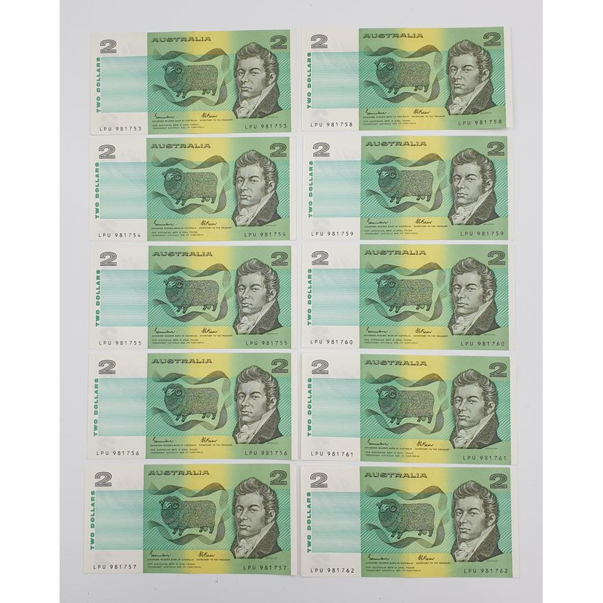 Consec. Aus. J/F $2 Notes