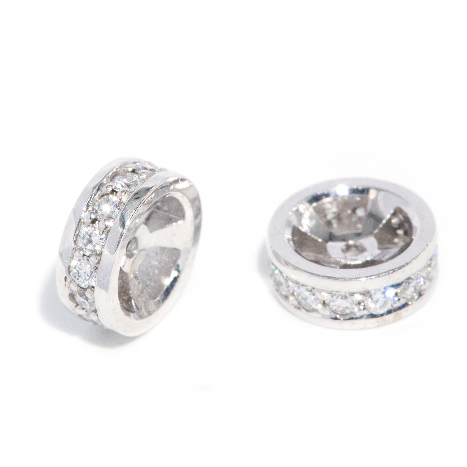 0.56 Carat Rondel Diamond 18ct Gold Spacers
