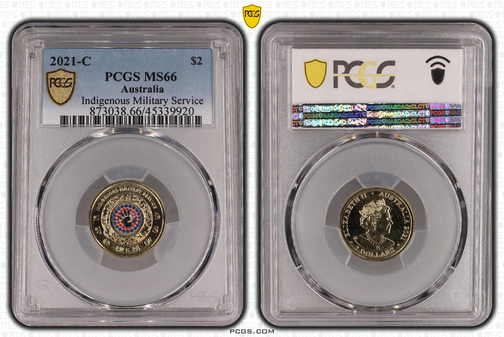 2021-C Australia Two Dollar, $2 Indigenous Military Service PCGS - MS66 -920