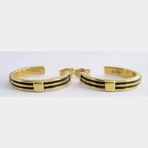 14CT YELLOW GOLD + ELEPHANT HAIR HOOP EARRINGS - 51543/110