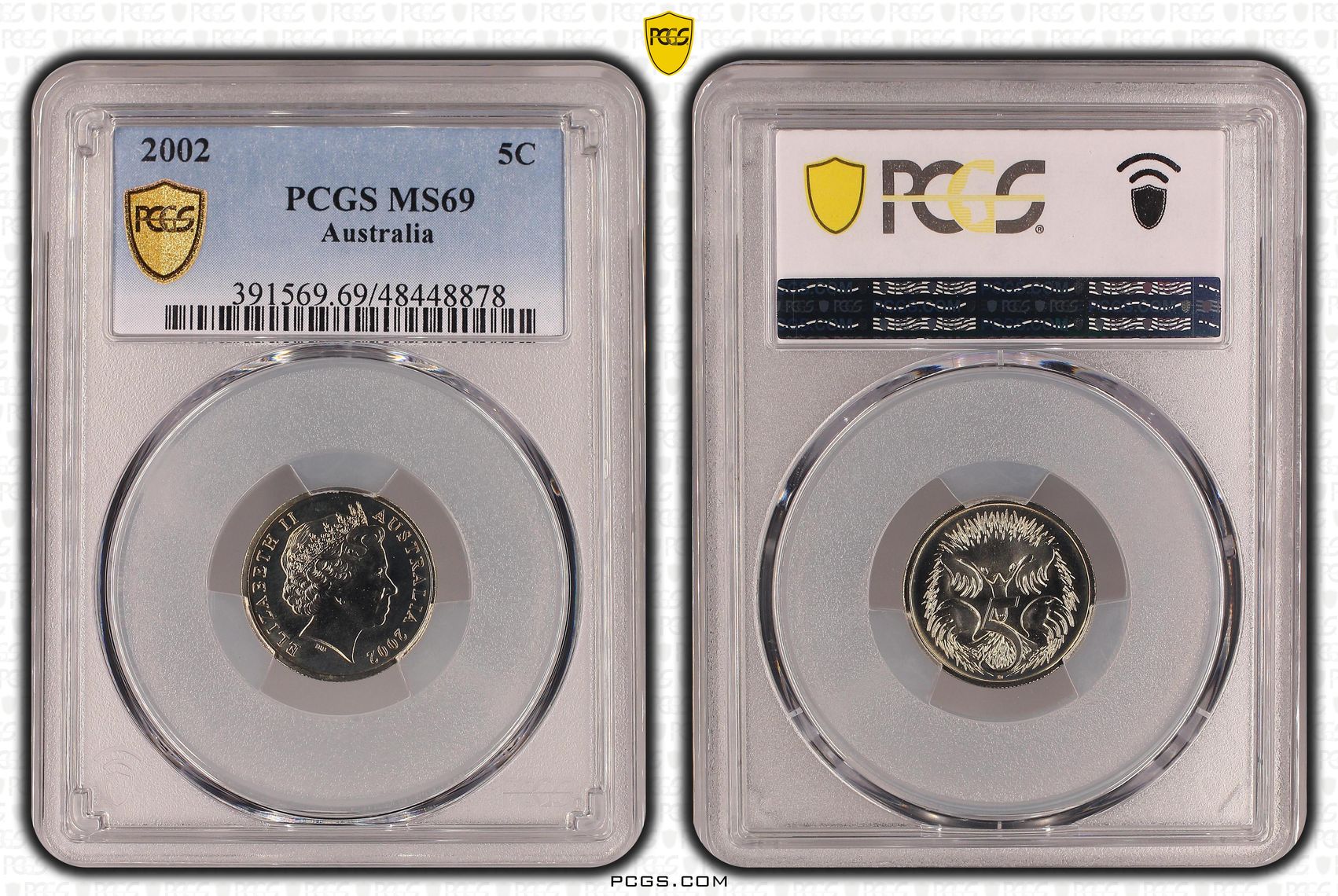 Elizabeth II, Five Cent, 2002, PCGS MS69