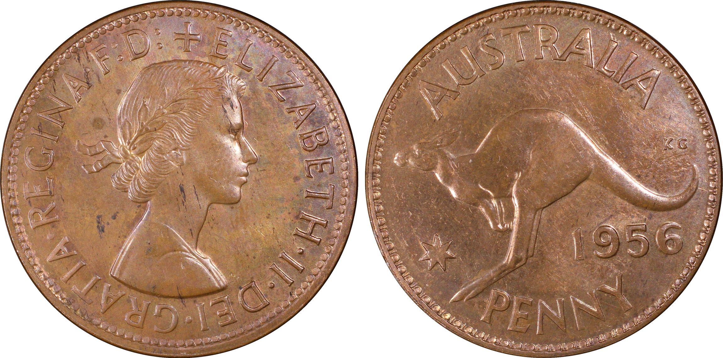 Elizabeth II, Penny, 1956, PCGS PR62BN