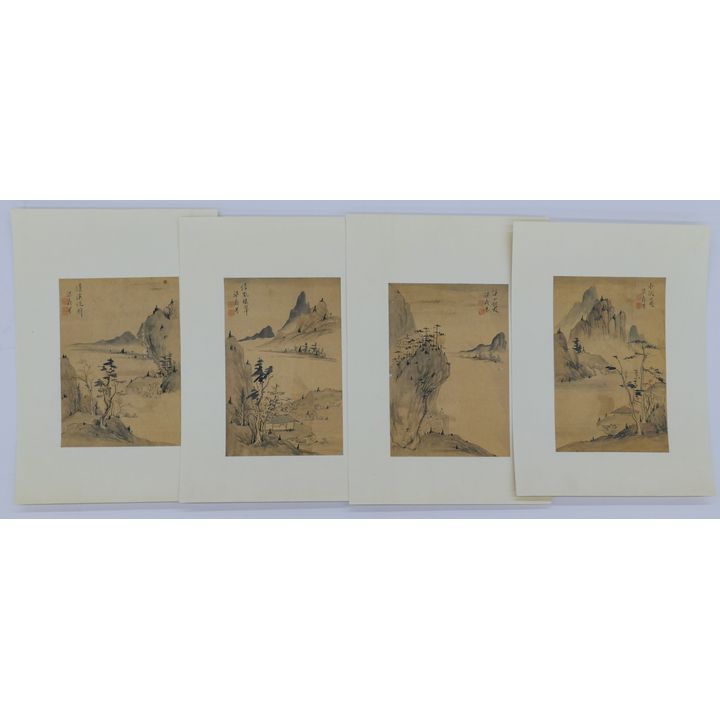 4pc Dingfen Liang ''Landscapes'' Album Paintings