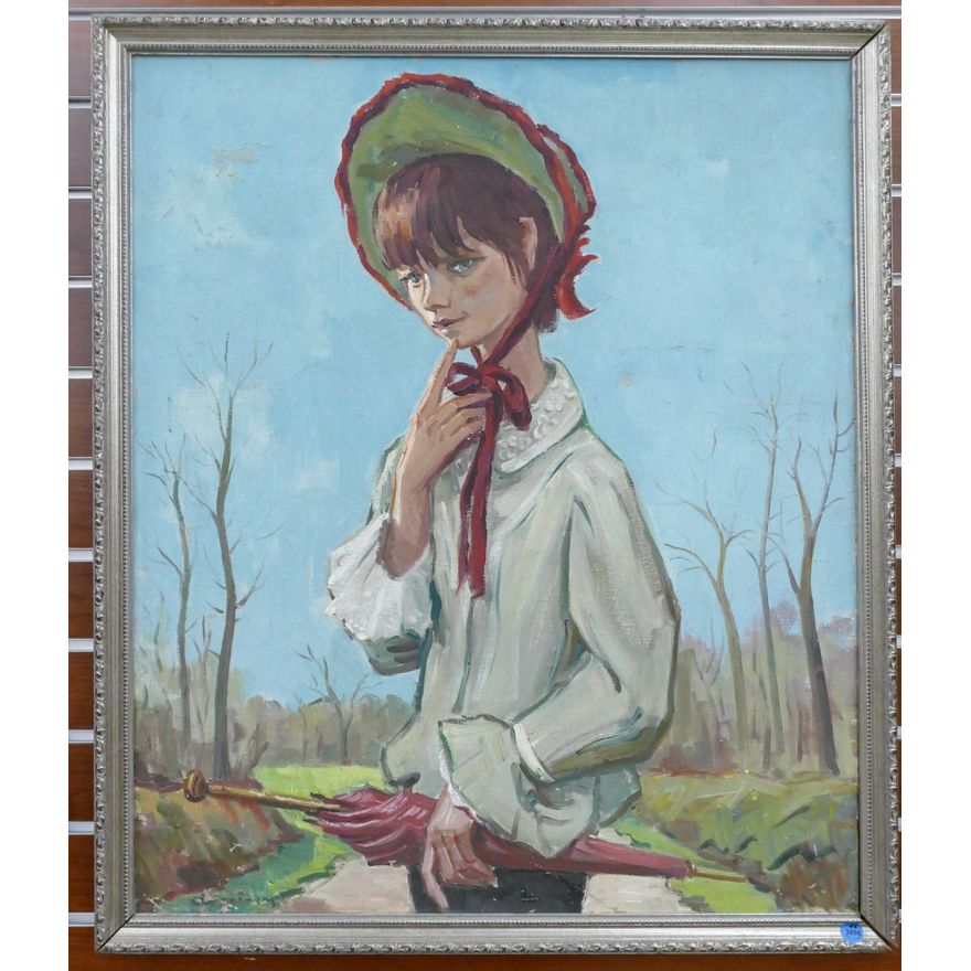 Andre Chochon (1910-2005 French) ''Girl with Parasol'' Oil