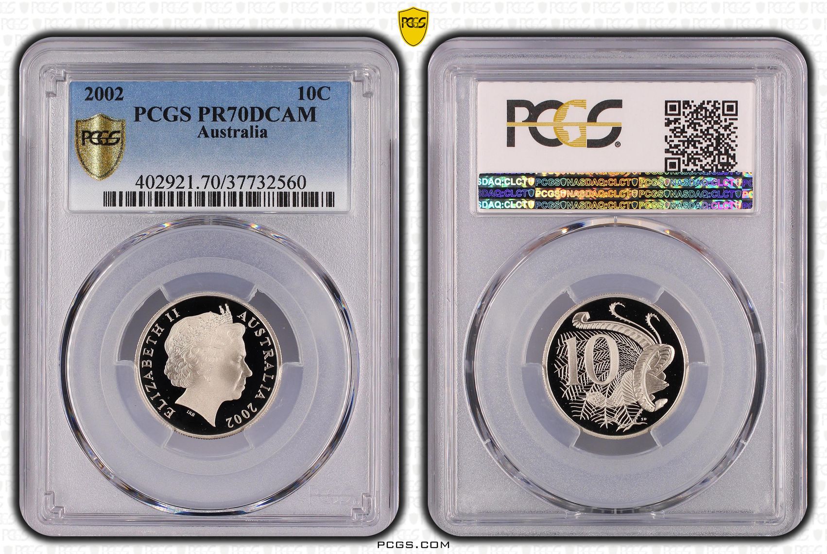 Top pop, Ten Cent, 2002, PCGS PR70DCAM
