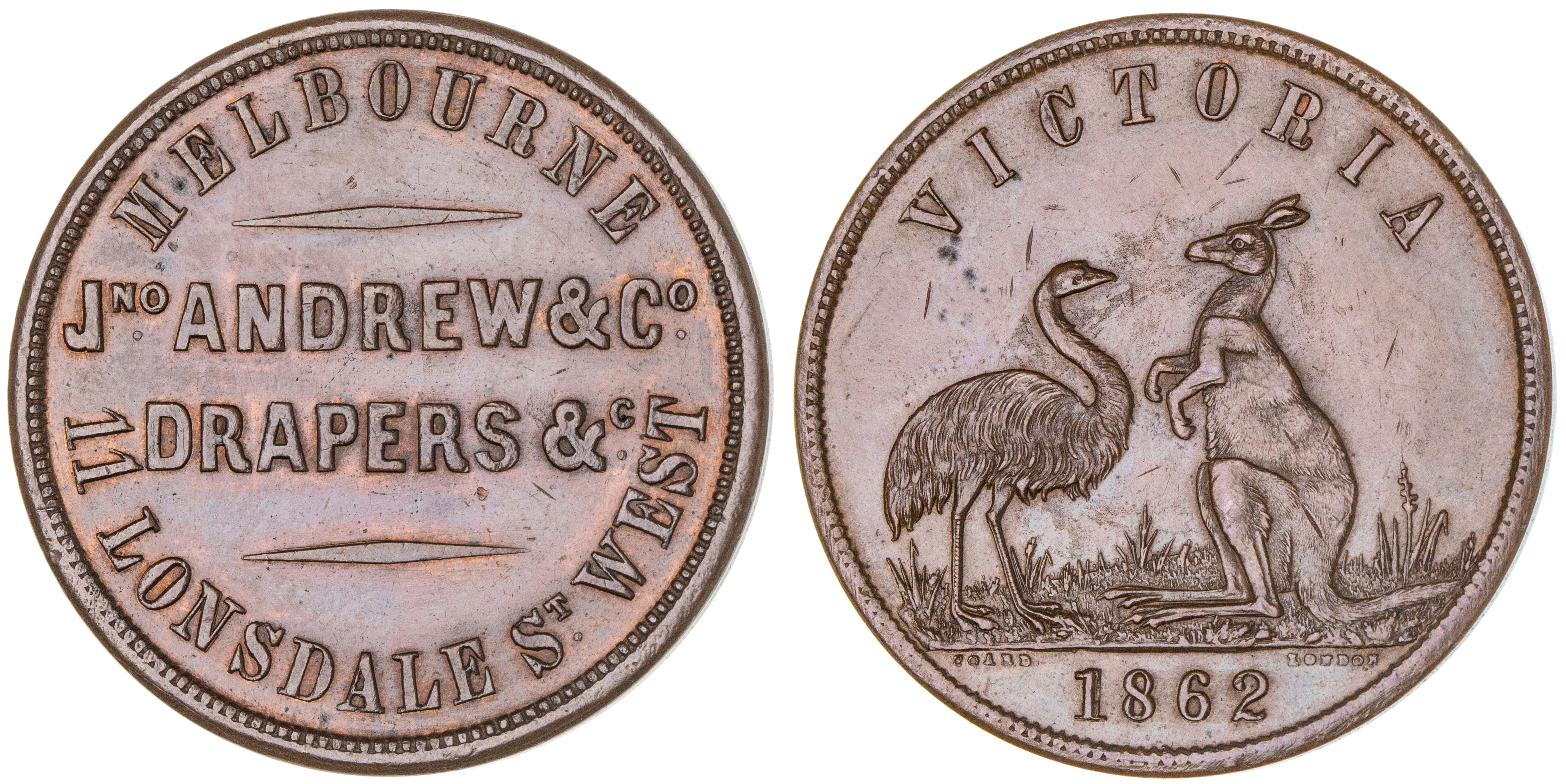 436 · John Andrews & Co., Melbourne, Vic., Penny, 1862, gEF