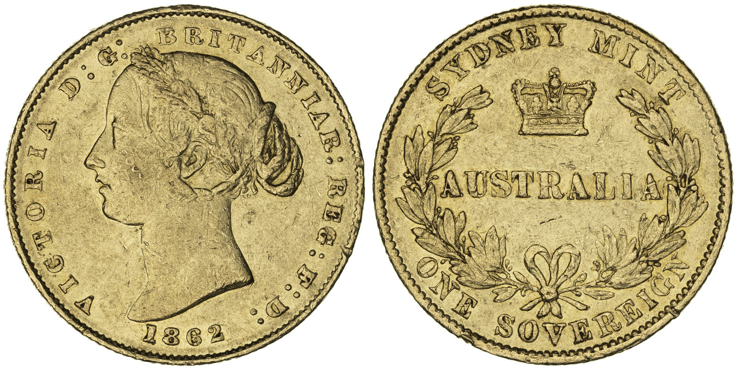 Victoria, Sydney Mint Reverse - Type II, Sovereign, 1862, Fine