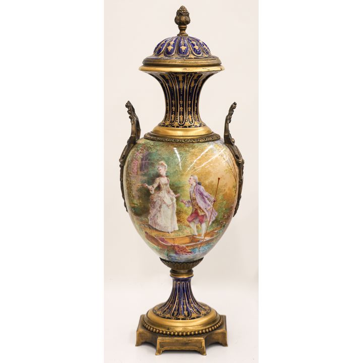 Sevres French Ormolu Mounted Courting Scene Urn