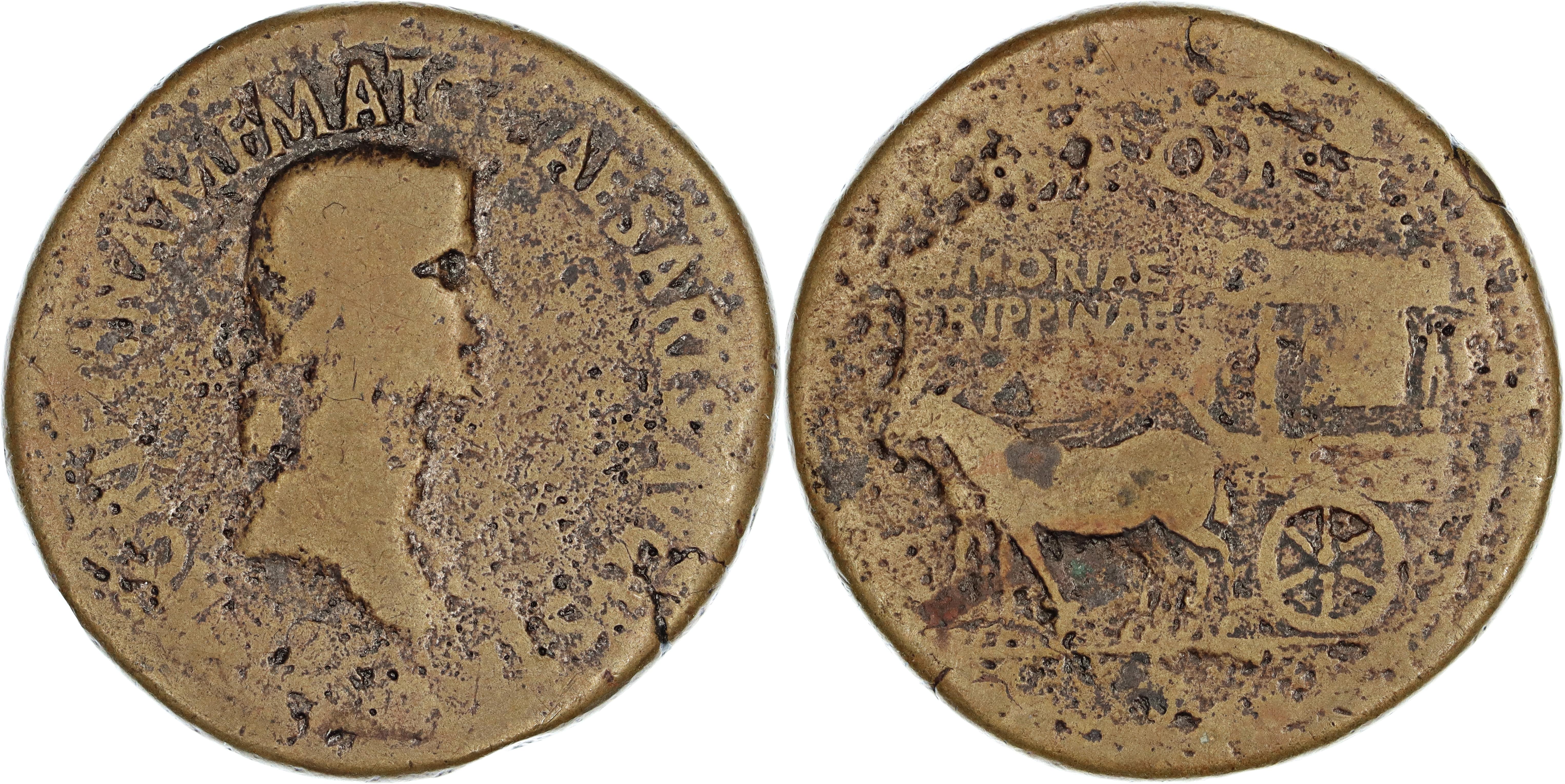 Roman Empire, Agrippina I, Æ Sestertius, 42-43 AD, Fair