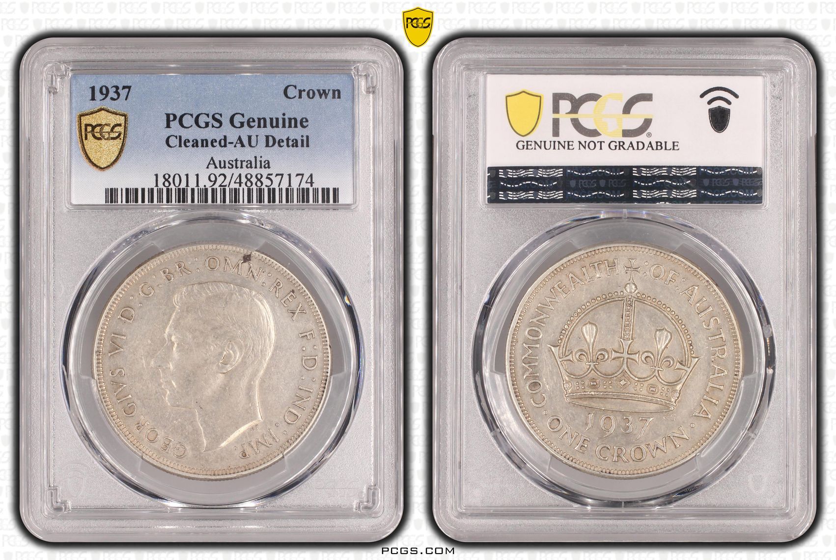 222 · Crown, 1937, PCGS Genuine  - AU Details (92 - Cleaned)