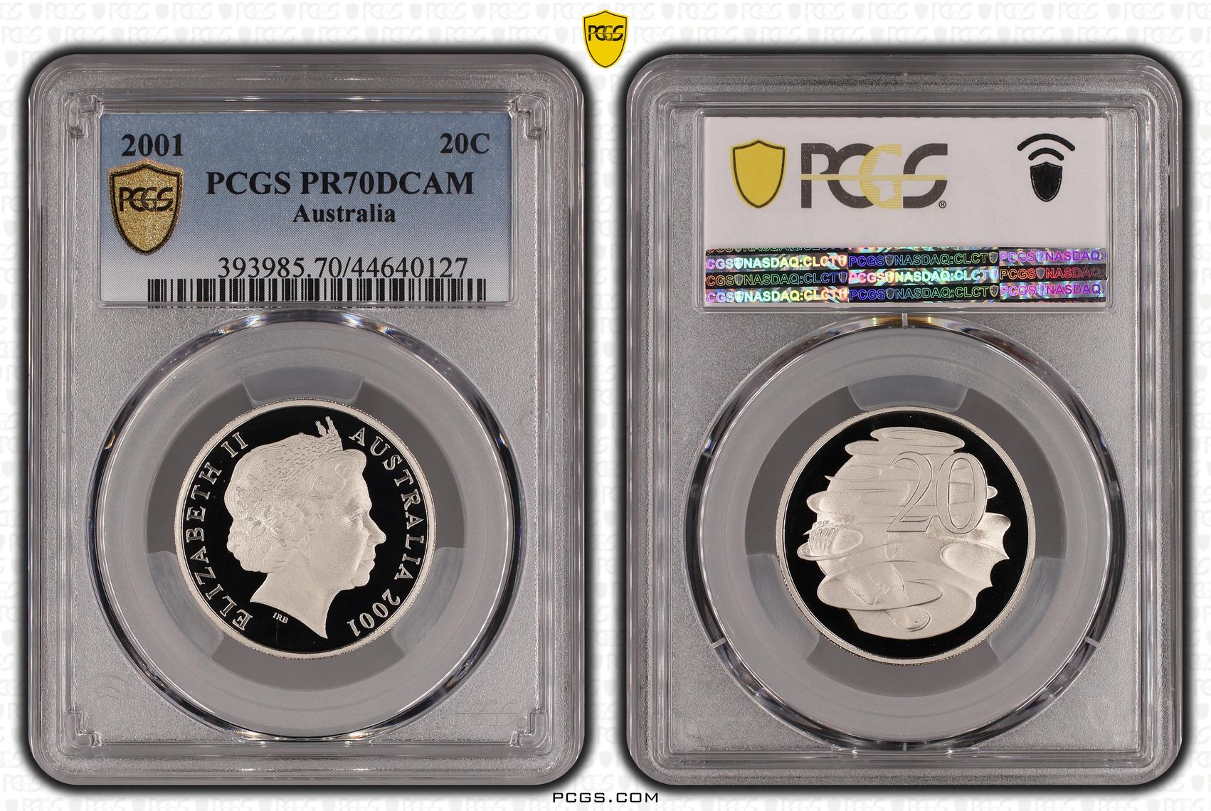 Elizabeth II, Twenty Cent, 2001, PCGS PR 70DCAM