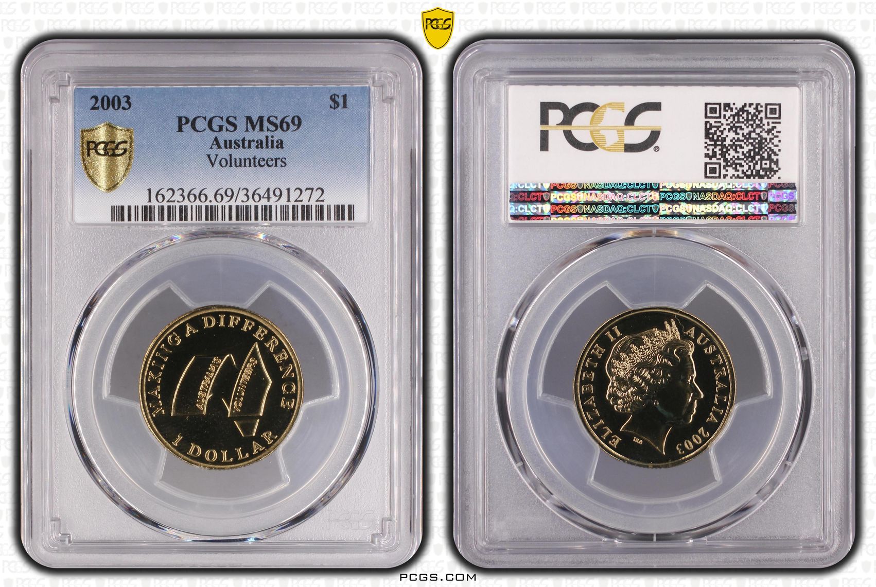 Volunteers, One Dollar, 2003, PCGS MS69