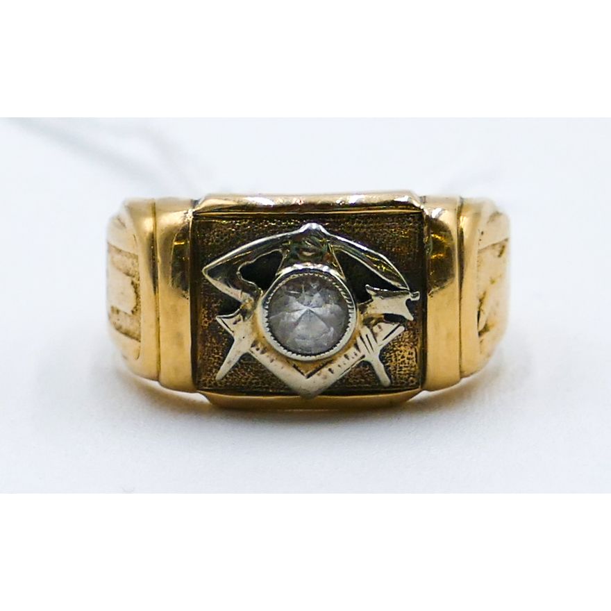 Antique Men's Masonic 18k/10k Ring Size 10 - 9.2 Grams