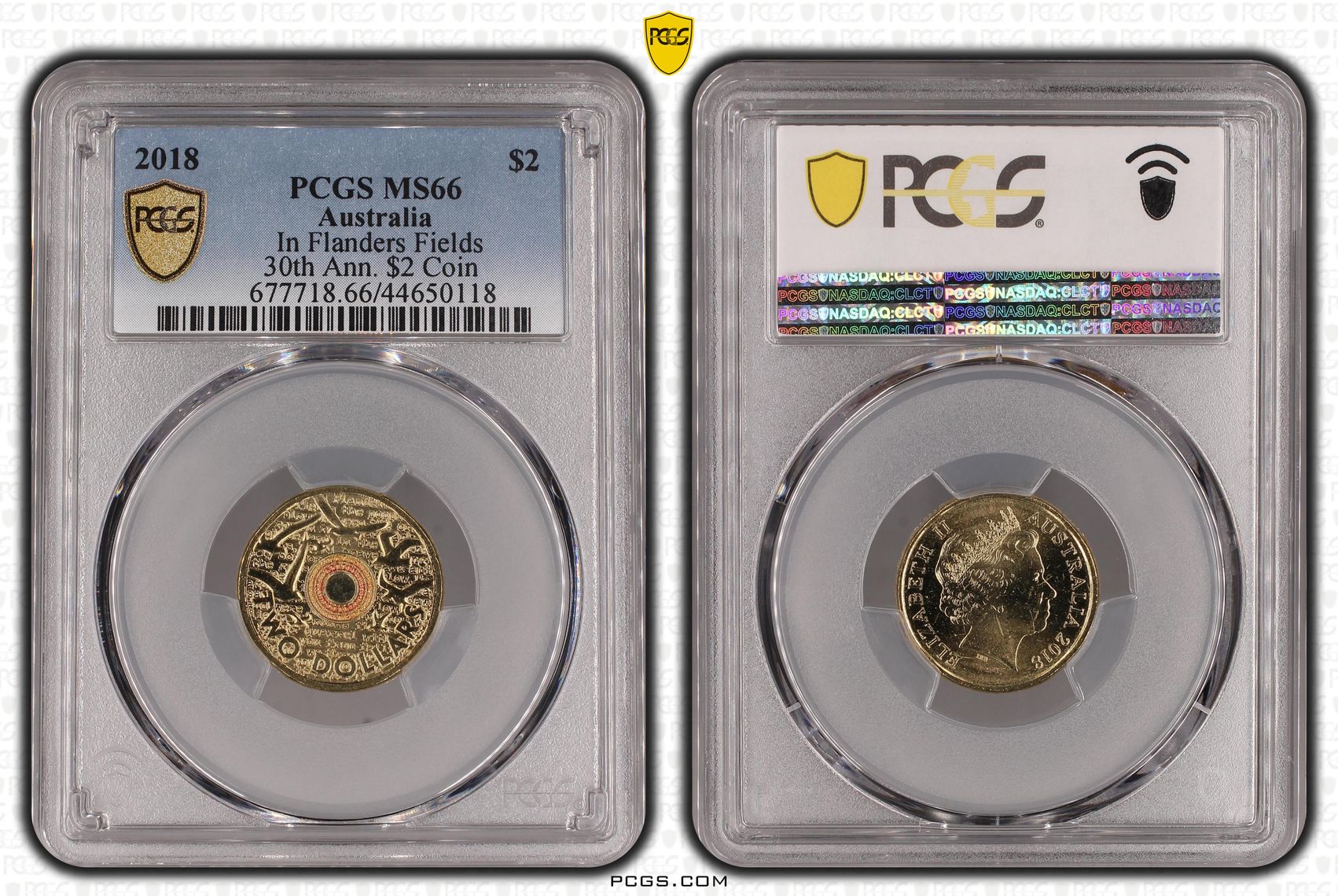 2018 Australia Two Dollar, $2 Remembrance Day In Flanders Fields 30th Ann. $2 Coin PCGS - MS66 -118