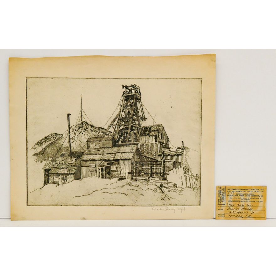 Charles Heaney ''West Coast Town'' (West End Mine) Signed Etching