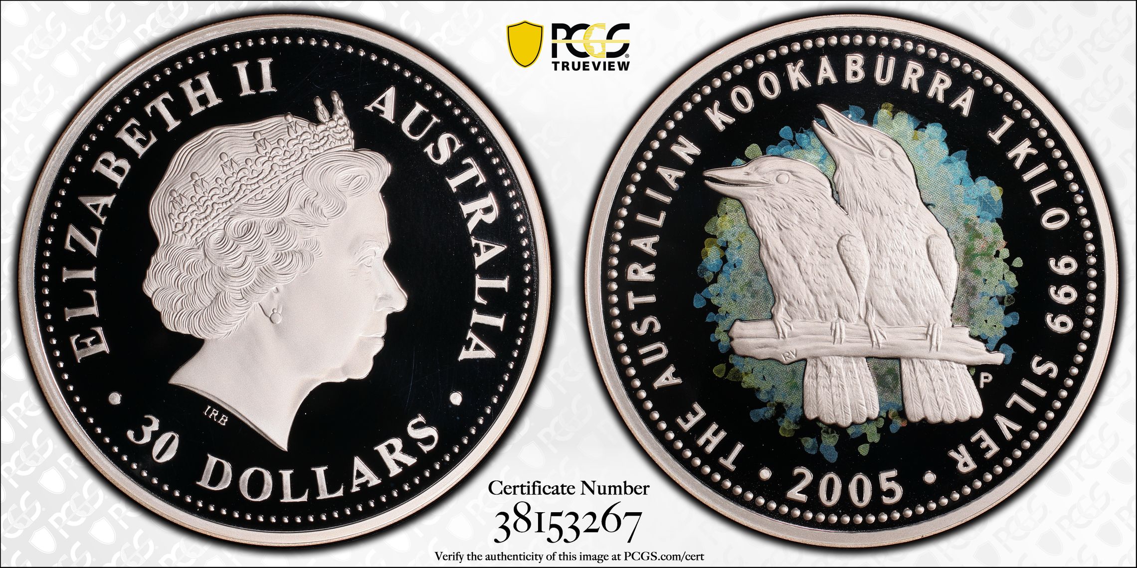 2005 Australia $30 Silver Proof Kookaburra Silver 1 kg PCGS - PR69DCAM POP 2/0 -267