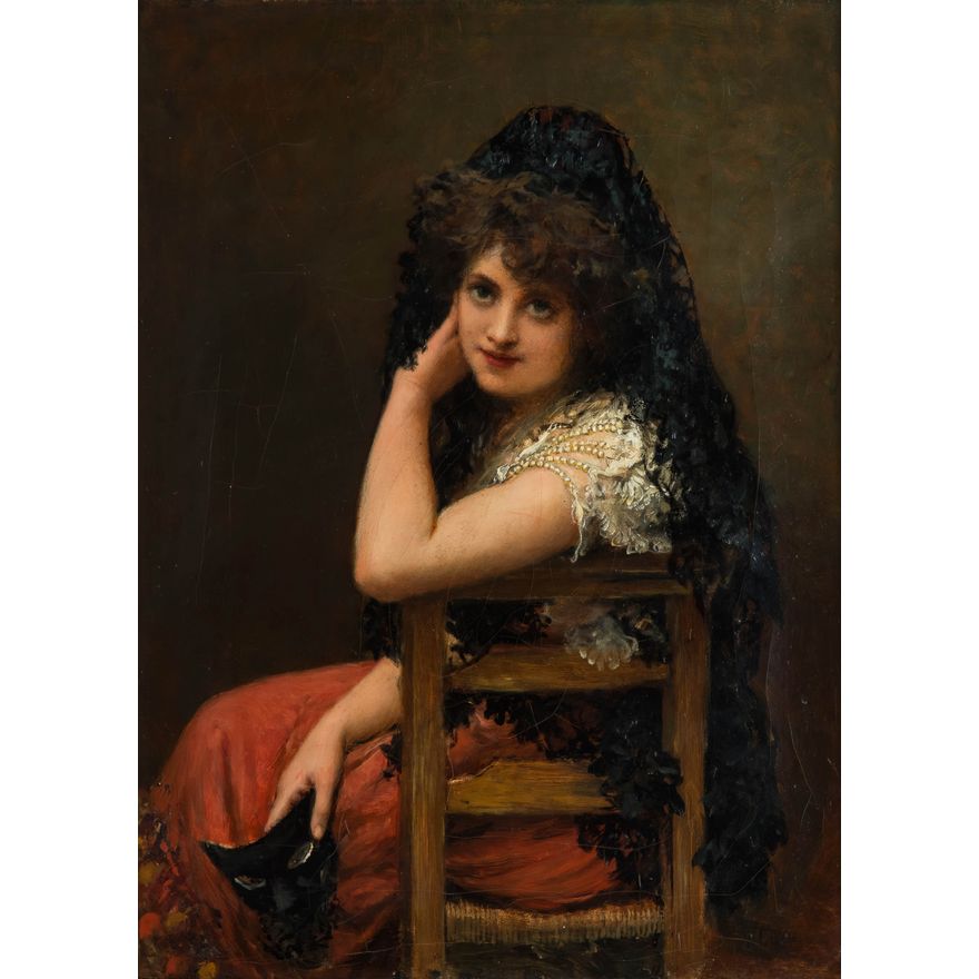 William Oliver | Portret kobiety z maską karnawałową