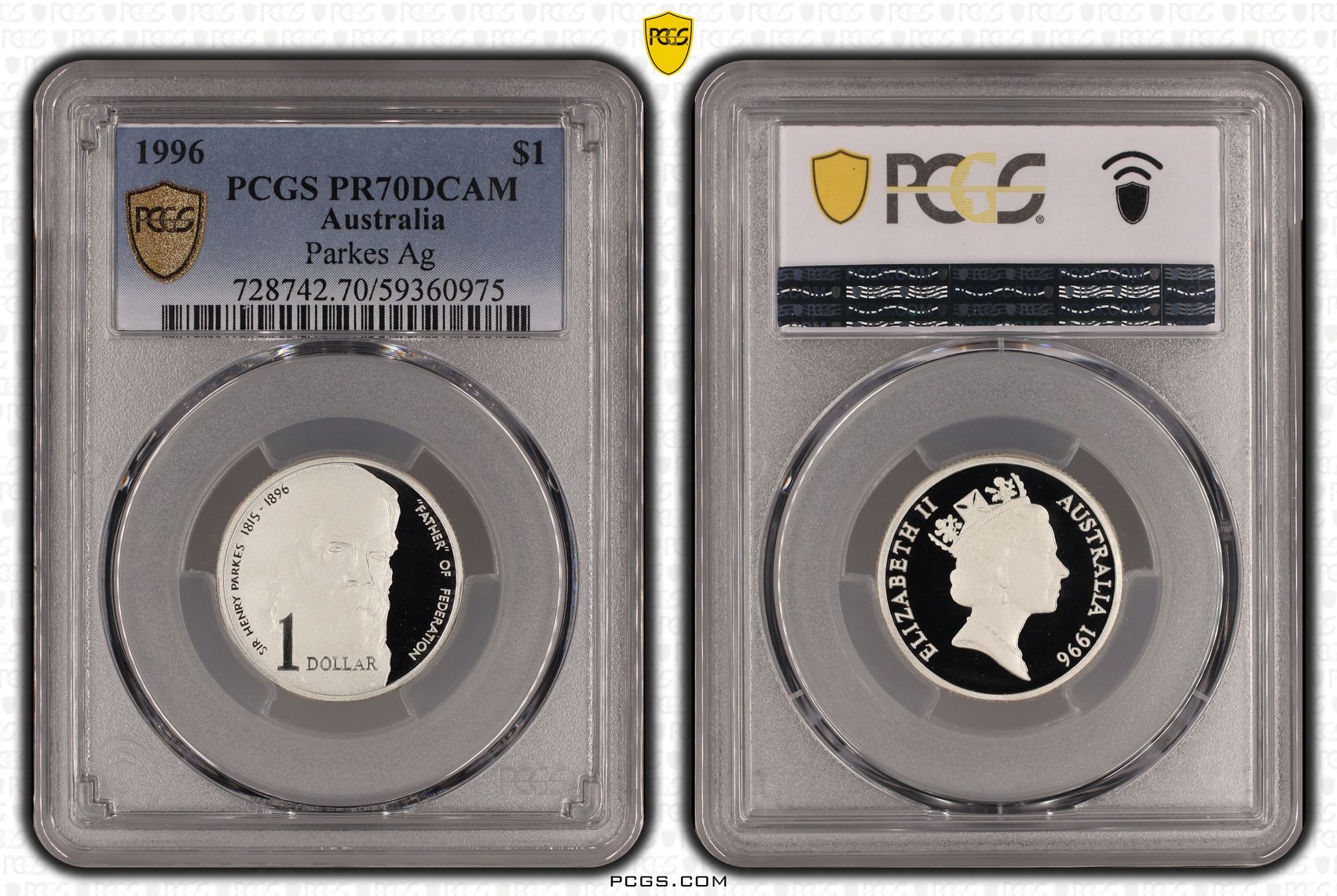 Elizabeth II, Parkes Silver, One Dollar, 1996, PCGS PR70DCAM
