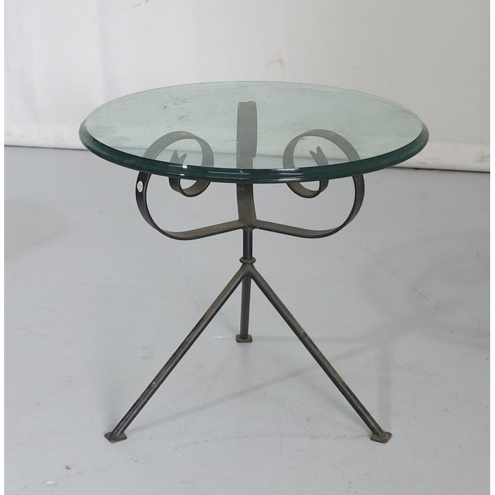 GLASS-TOP SIDE TABLE