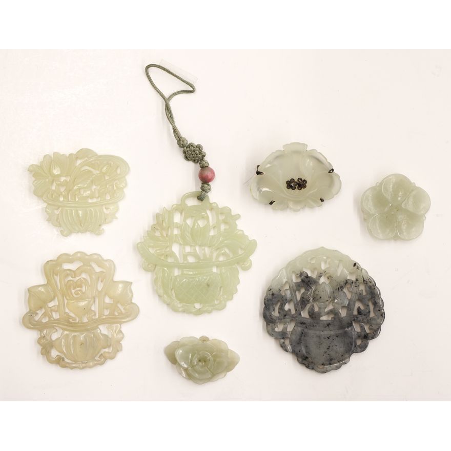 7pc Chinese Jade Pendants & Buttons