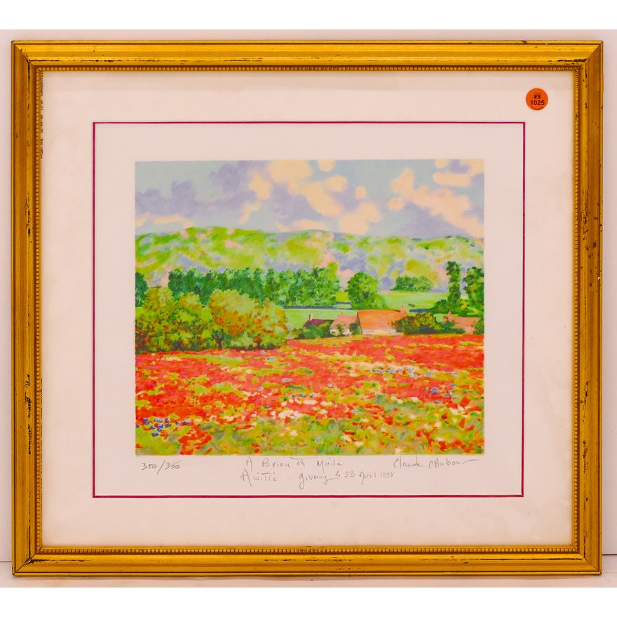 Claude Canbour Giverny French Landscape S/N Lithograph Framed- 18x20''