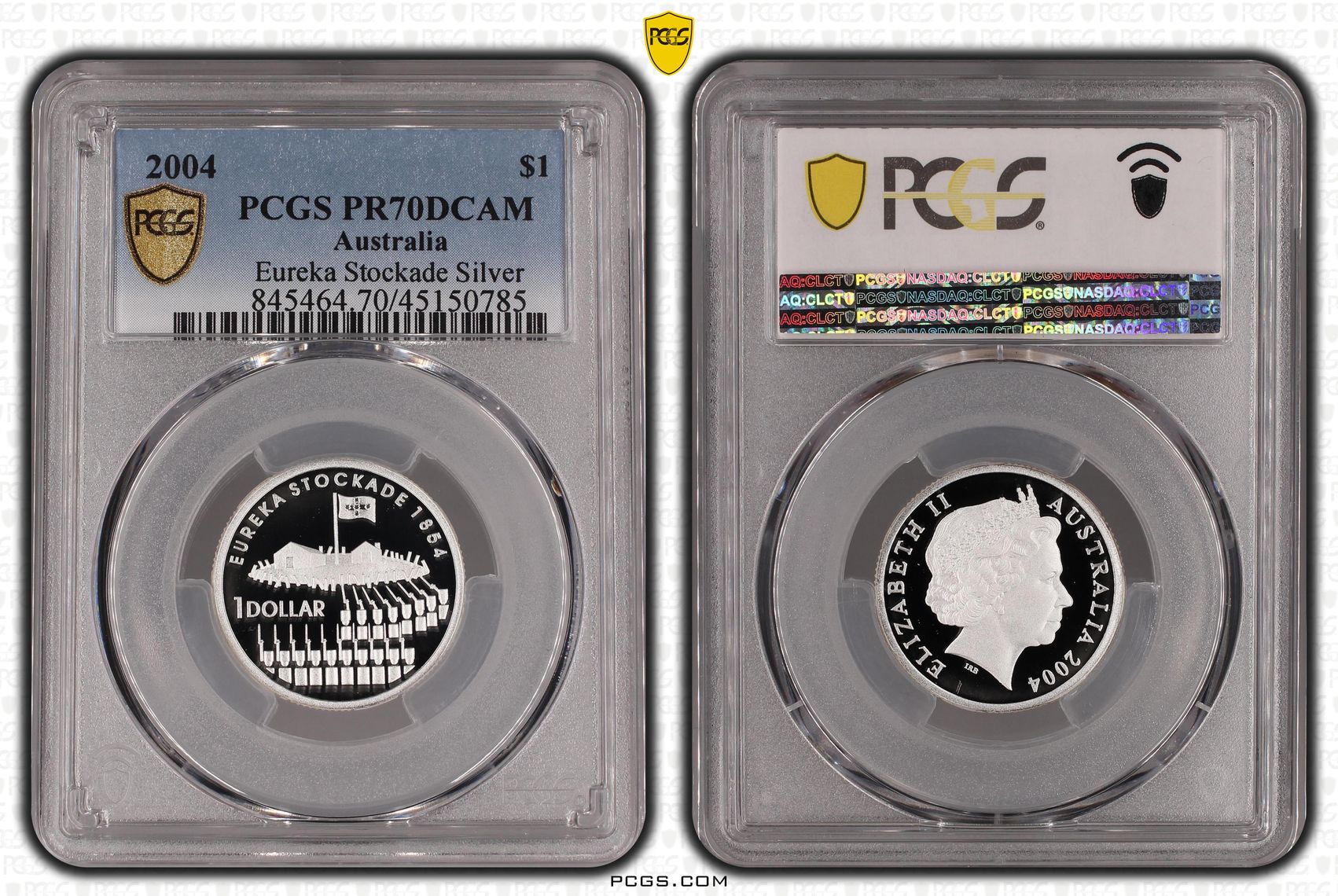2004 Australia One Dollar, $1 Silver Proof Eureka Stockade PCGS - PR70DCAM POP 16/0 -785
